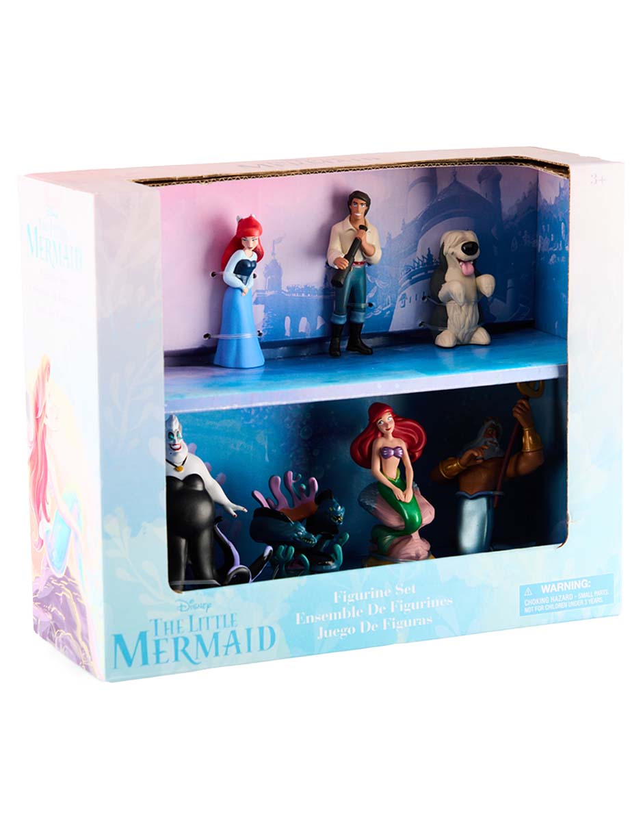 Set figuras The Little Mermaid Flounder, Ariel, Eric, Max, Ursula, Flotsam, Jetsam, Ariel sirenita, Rey Triton