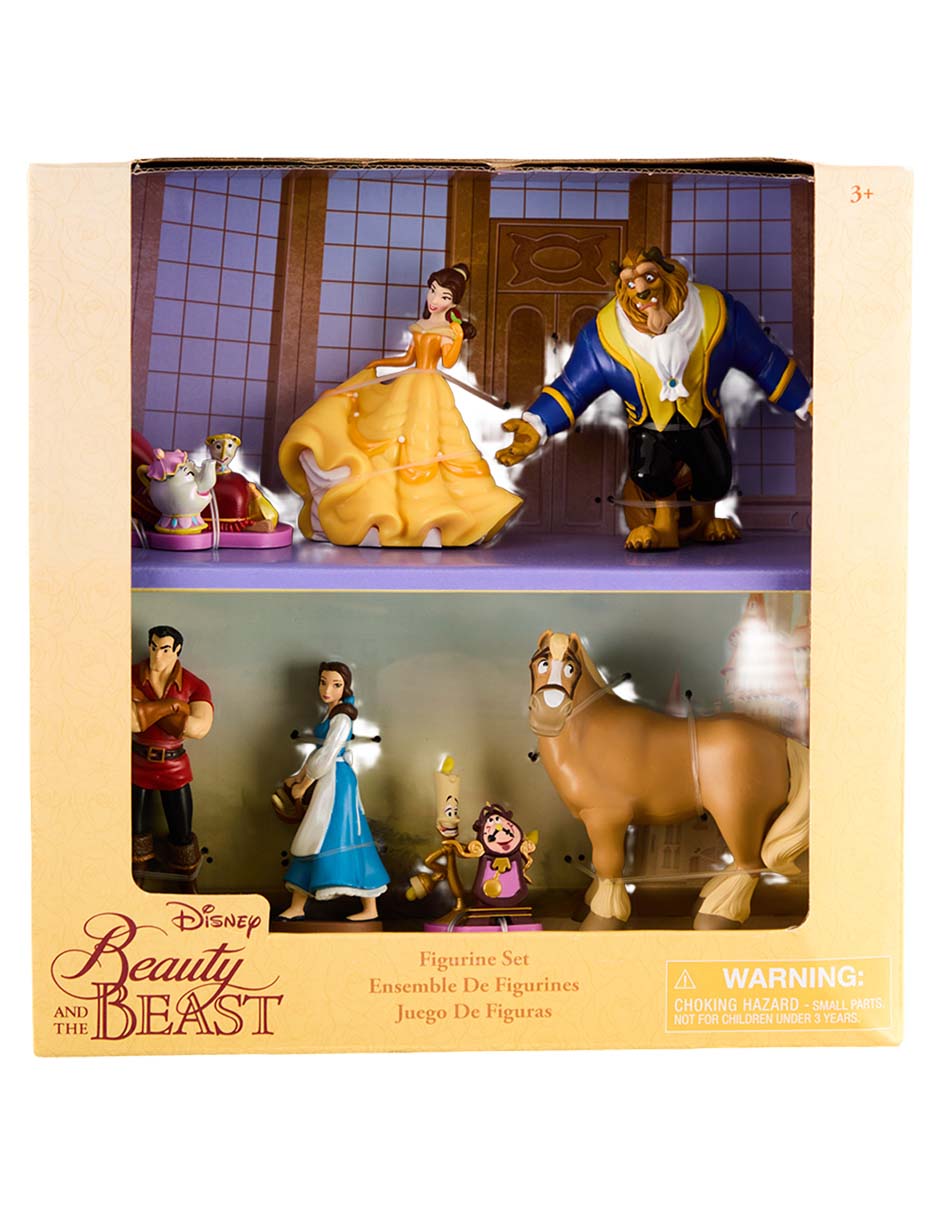 Set figuras Mrs Pott, Chip, Sultan, Bella, Bestia, Gaston, Lumiere, Cogsworth, Philipe y Bella (Village Dress)