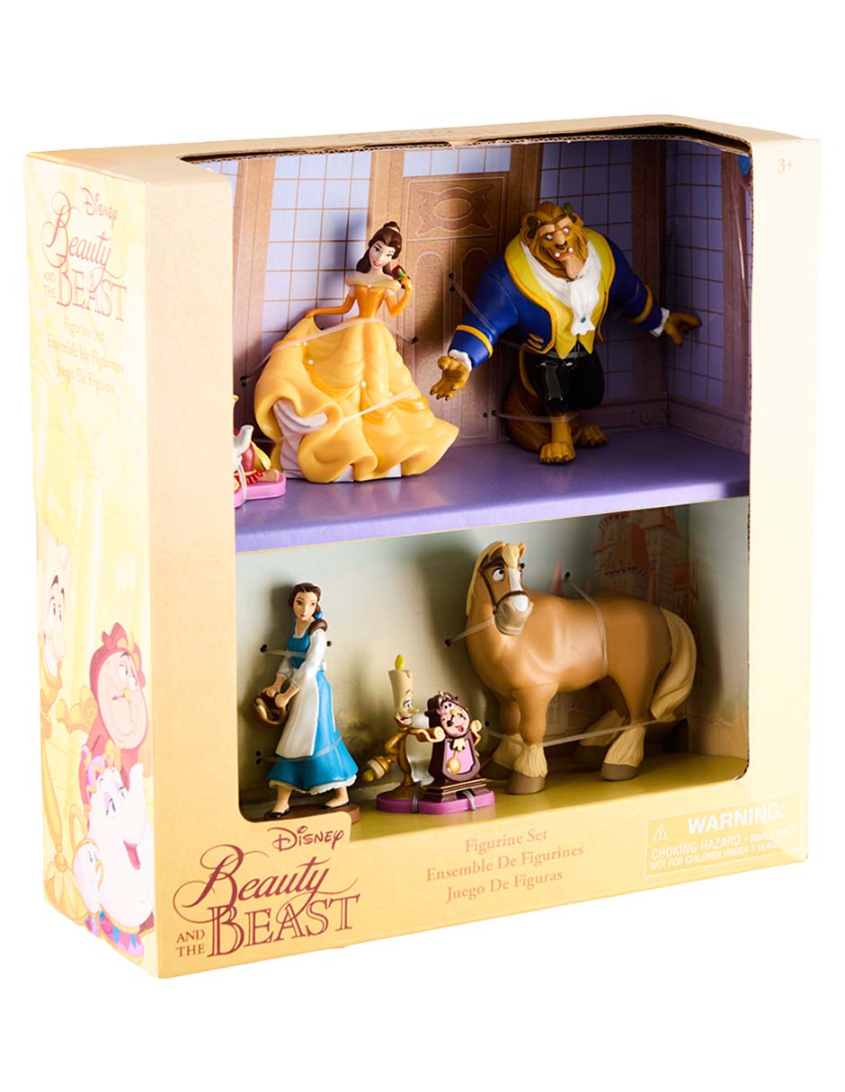 Set figuras Mrs Pott, Chip, Sultan, Bella, Bestia, Gaston, Lumiere, Cogsworth, Philipe y Bella (Village Dress)