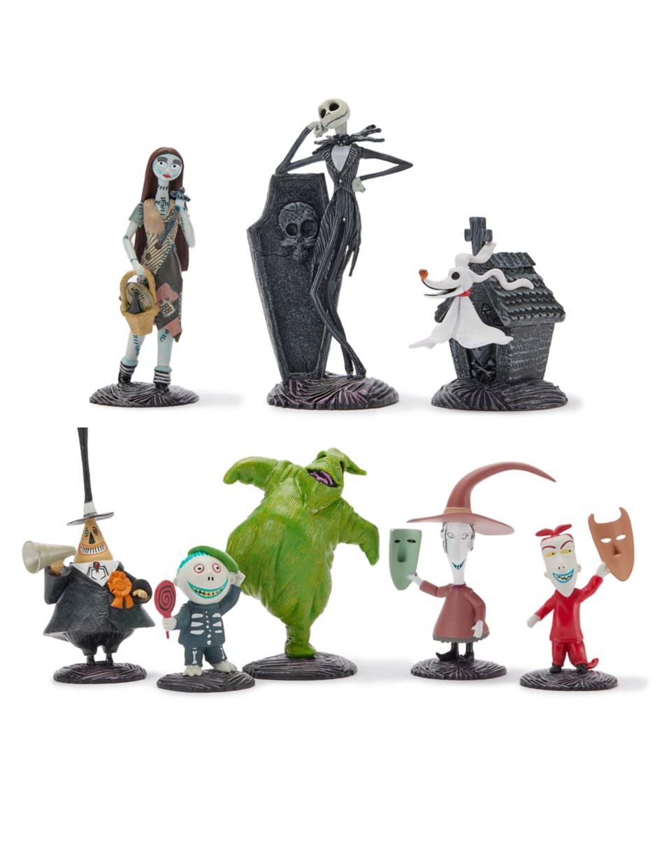 Set figuras The Nightmare Before Christmas Jack Skellington, Sally, Zero, Alcalde, Barrel, Oogie Boogie, Shock y Lock