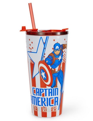 Tumbler de acero inoxidable Capitán América con tapa flip top Tumbler de acero inoxidable Capitán América con tapa flip top