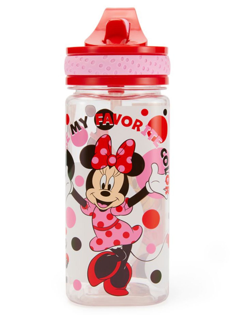 Botella de agua de plástico Minnie Mouse con tapa rosca 473 ml 1