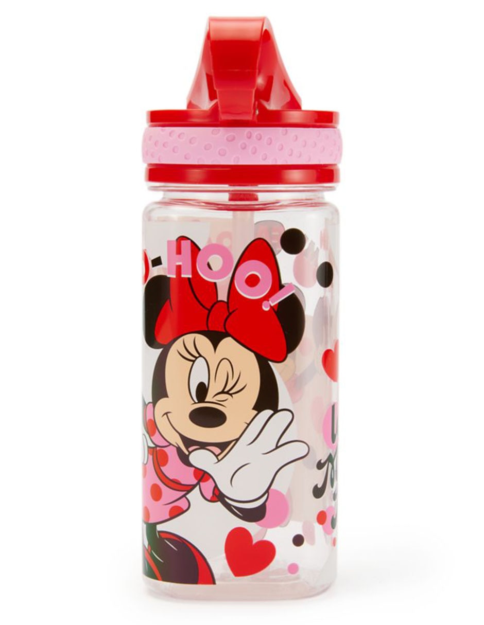 Botella de agua de plástico Minnie Mouse con tapa rosca 473 ml 7