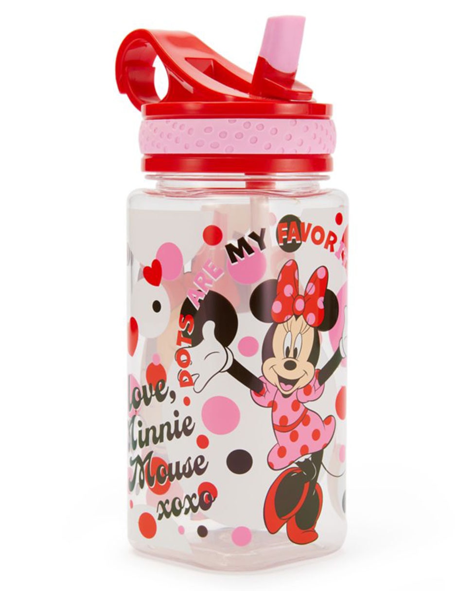 Botella de agua de plástico Minnie Mouse con tapa rosca 473 ml 8