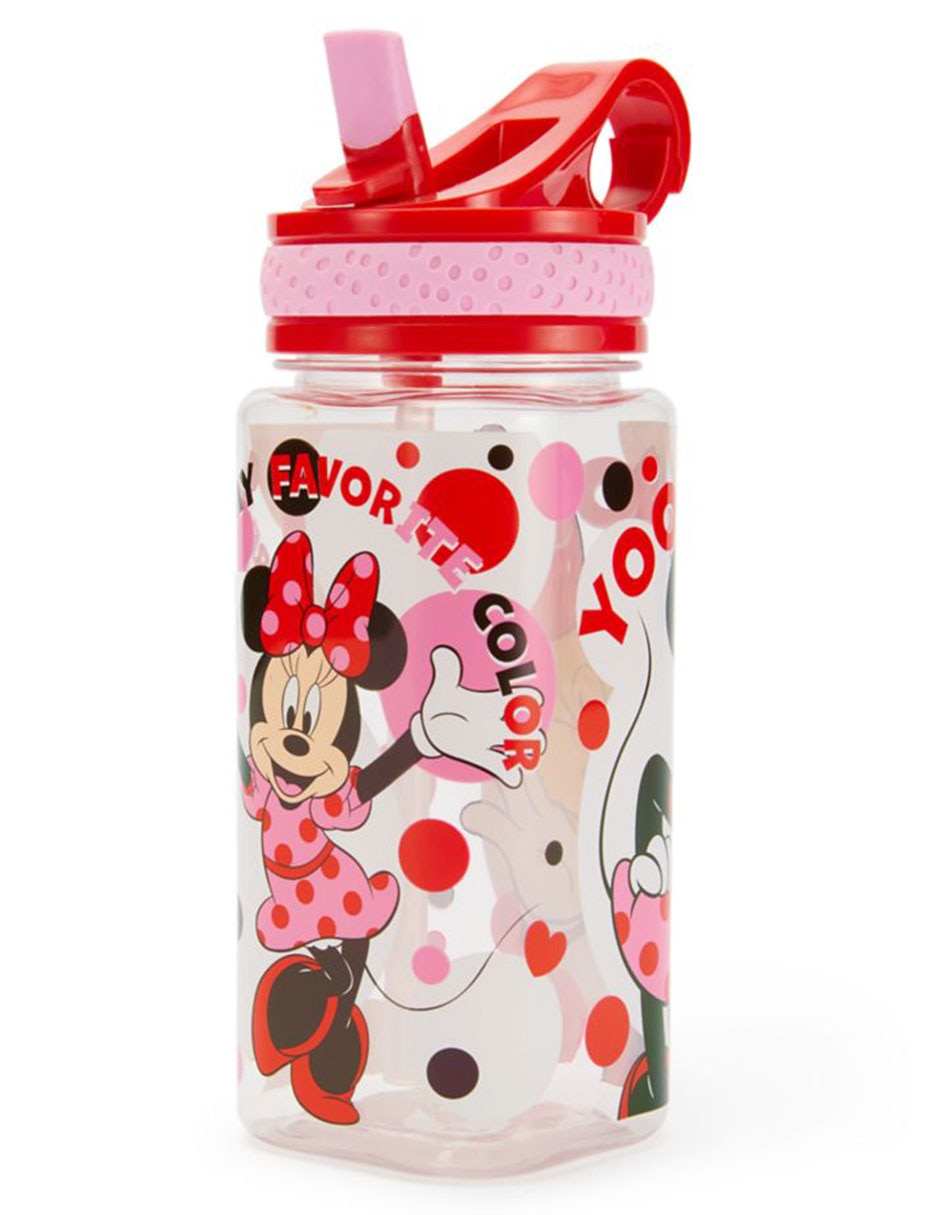 Botella de agua de plástico Minnie Mouse con tapa rosca 473 ml 9
