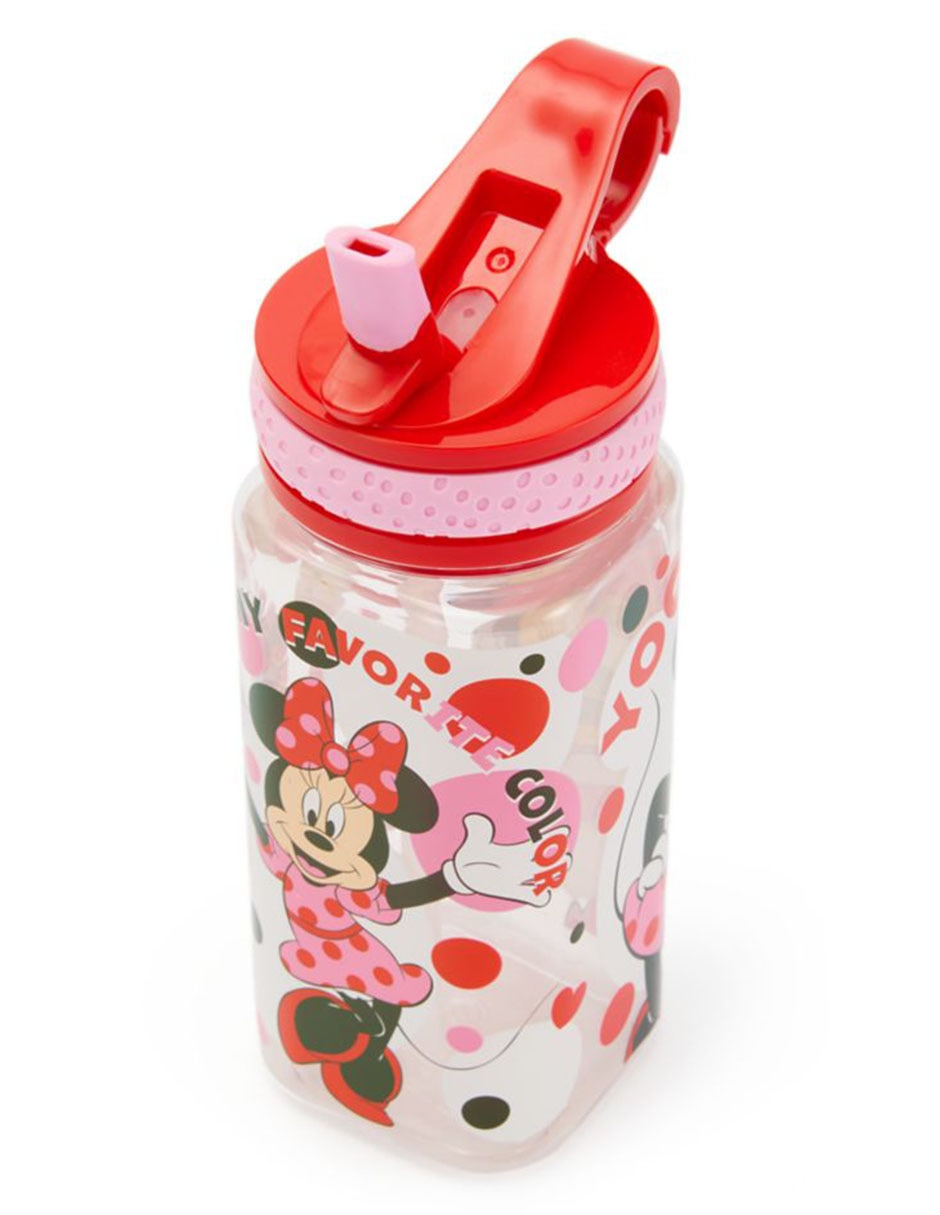 Botella de agua de plástico Minnie Mouse con tapa rosca 473 ml 10