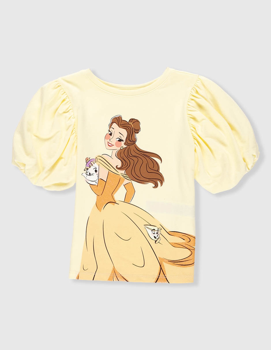 Playera La Bella y la Bestia manga corta para niña