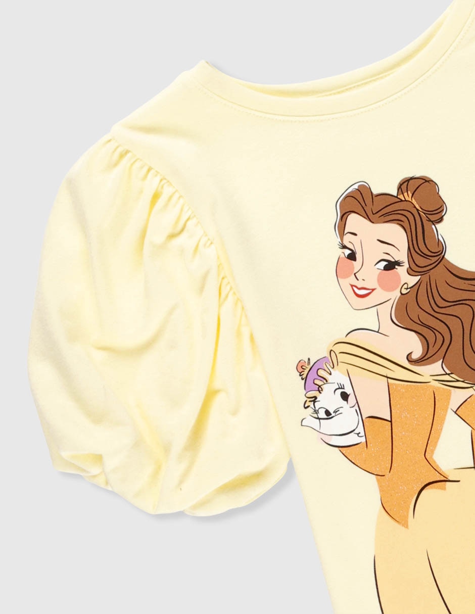 Playera La Bella y la Bestia manga corta para niña