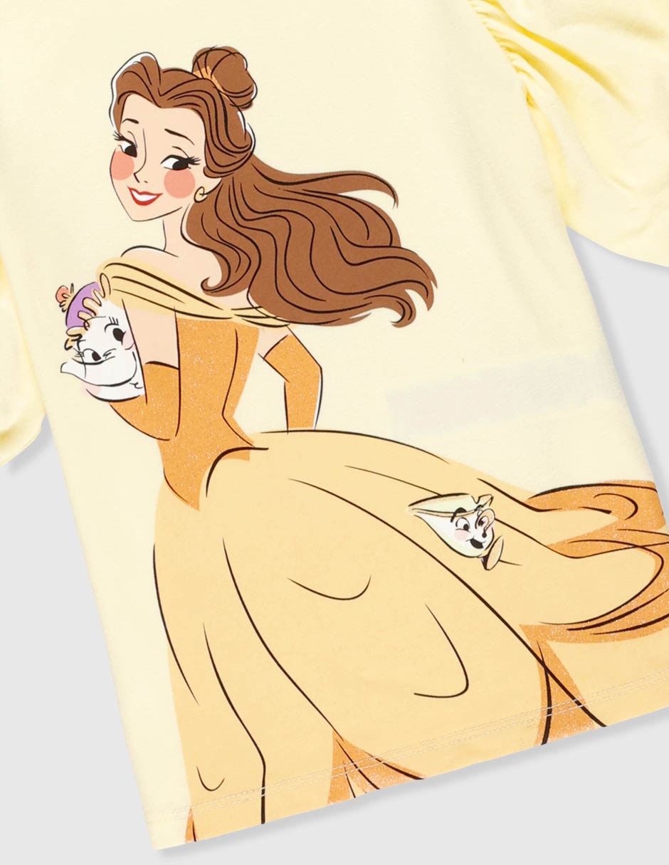 Playera La Bella y la Bestia manga corta para niña